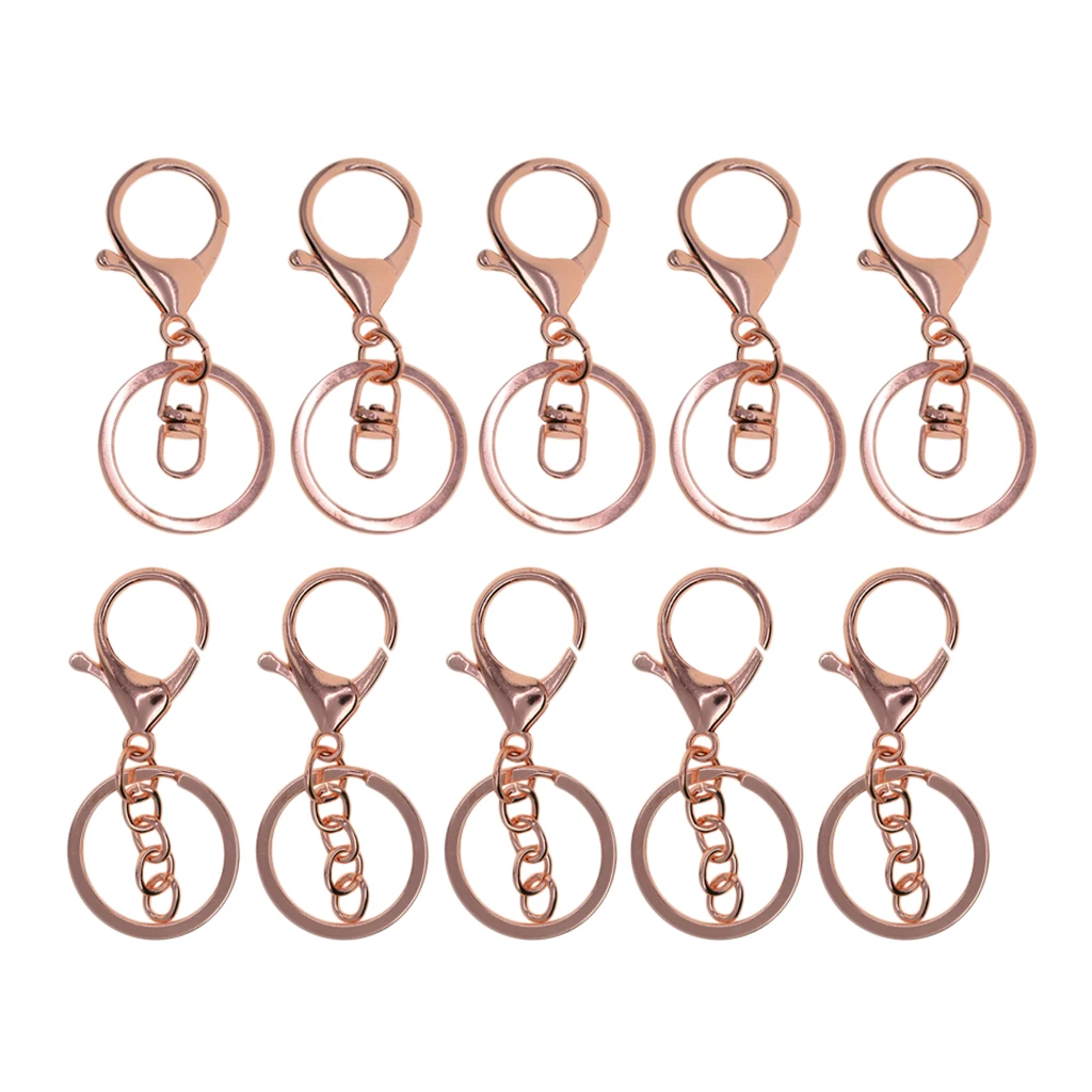 Pack of 10 O-ring Swivel Trigger Clips Hooks Metal Keychain Key Ring Lobster Clasps, Perfect Size For Crafts