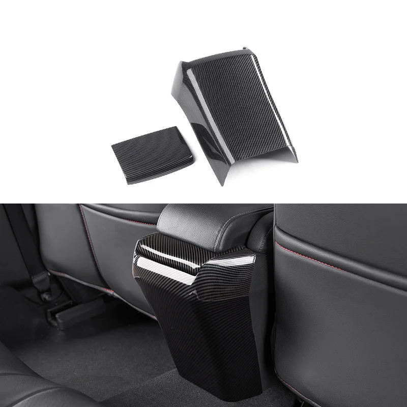 Carbon Fiber Car Rear Armrest Box Anti-Kick Plate Panel Trim Cover for Honda Civic 10Th 2016-2019 |