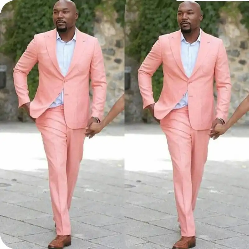 Verano Playa Rosa Lino Hombres Trajes Para Boda De Tipo Esmoquin Formal Trajes De Padrinos De Boda Pico Solapa Hombre Blazer 2 Piezas Traje Homme Abrigo Pantalon Aliexpress