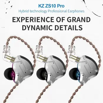 

KZ ZS10 Pro 4BA+1DD Hybrid Earphone 10 Drivers HIFI Bass In Ear Monitor Headphones Sport Earbuds Noise Cancelling Earphones