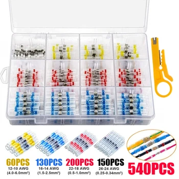 

540Pcs Waterproof Seal Heat Shrink Solder Sleeve Wire Butt Connectors Terminals wire connector soldar cable electrico