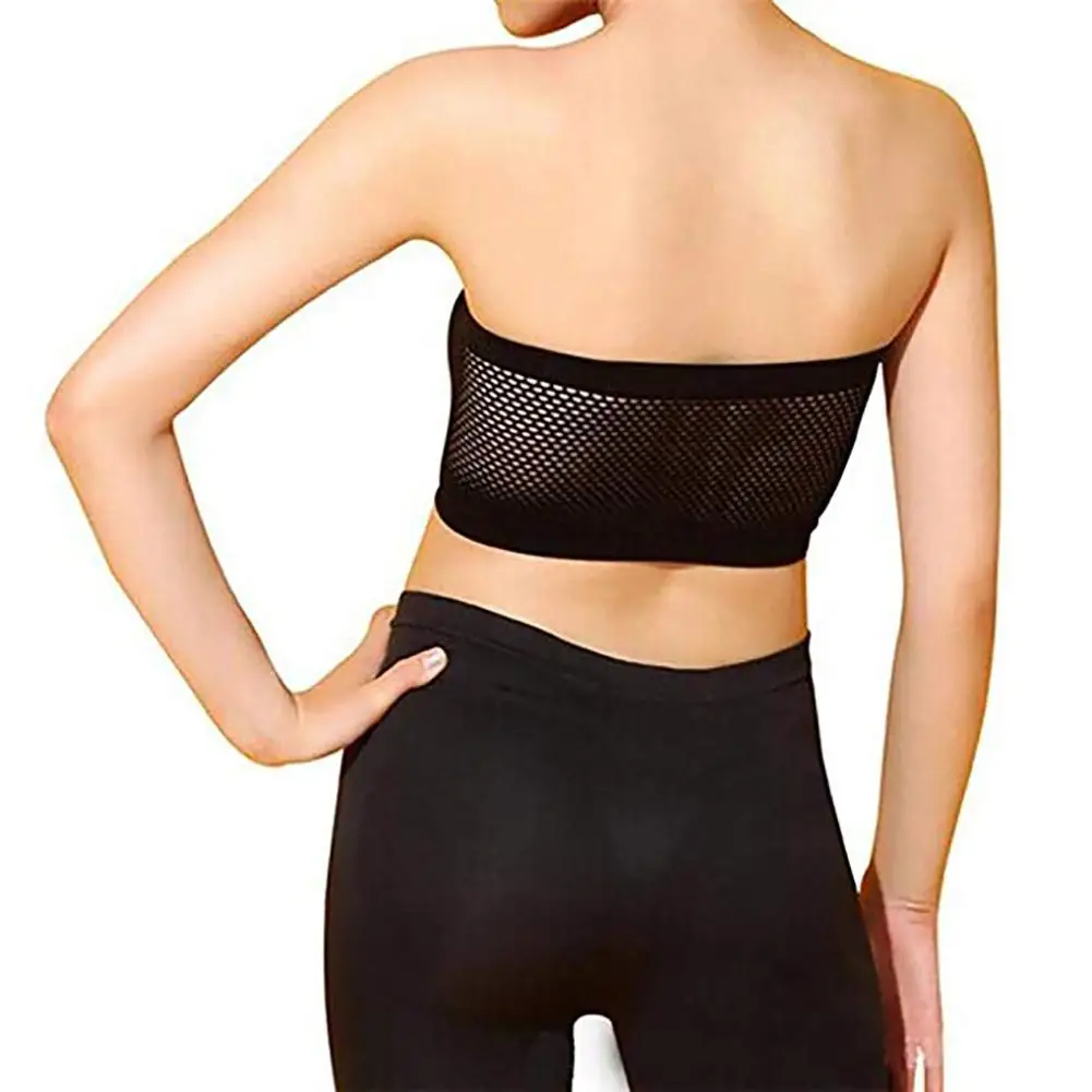 Women Lingerie Bra Women Tube Tops Solid Color Women Breathable Strapless Hollow Back Bra Sport Tube Top Underwear
