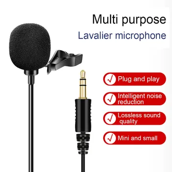 

Willkey Omnidirectional Metal Microphone Portable 3.5mm Mini Microphone Hands Free Clip on Lavalier Microphone For PC Phone