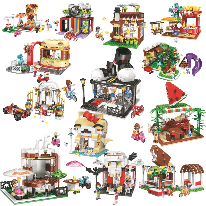 

345pcs Graceland's Lace Street View Model Building Blocks Ice Cream Cake Shop Classic Bricks Toy for Children Christmas Gifts