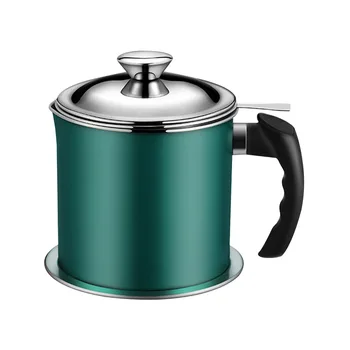 

1.3L Bacon Grease With Strainer Anti Scald Handle Can Kitchen Tool Cooking Non Slip Oil Container Stainless Steel Household