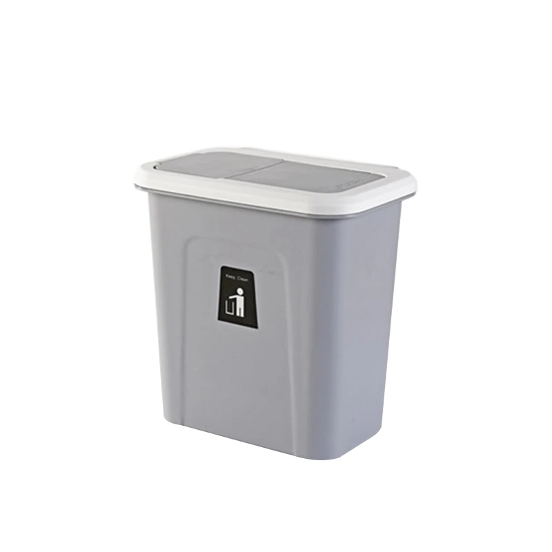 Кухонная подвесная корзина для мусора с крышкой мусорный бак шкаф для мусора для ванной небольшой настенный маленький настенный мусорный ящик Ashbin - Цвет: Светло-серый