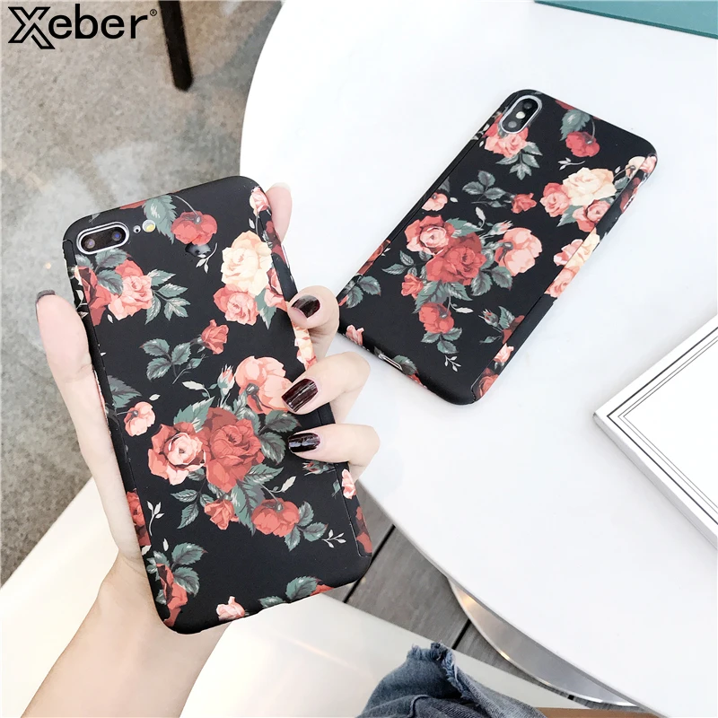 Для Apple iPhone 11 Pro Xs Max XR X 8 7 6 6S Plus 5 5S SE 360 градусов Полная защита тела Роскошный Ретро чехол с цветочным рисунком