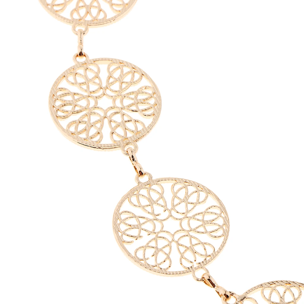 Vintage Waistband Metal Waist Chain Belt Wide Gold Coins Tassel Band Women