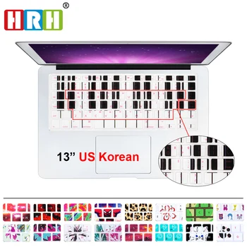 

HRH Stylish Korean Language USA Silicone Keyboard Cover Protector Skin for Macbook Air 13 Pro Retina 13 15 17 Laptop Accessory