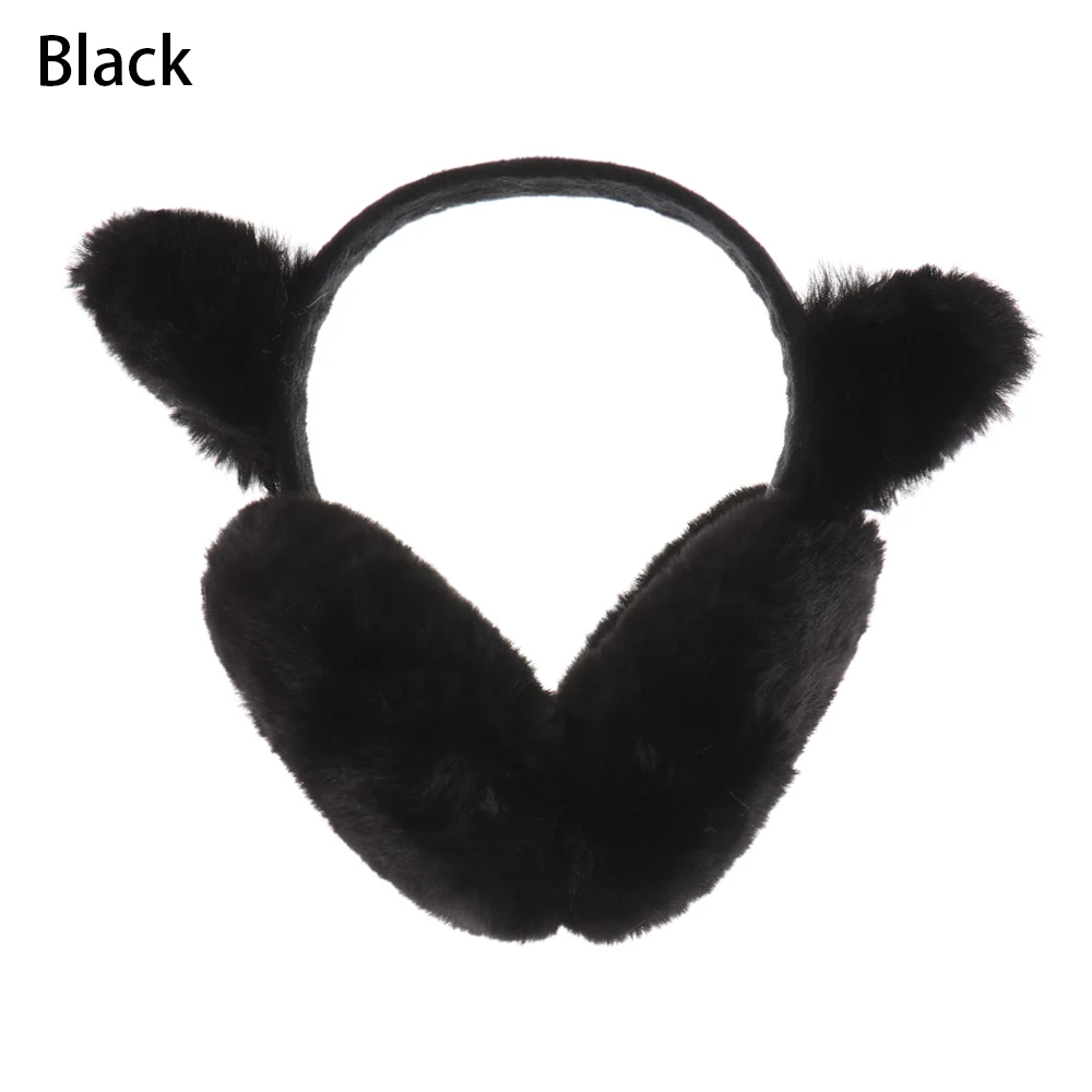 black 1 шт., новые модные удобные теплые наушники для женщин и девочек с заячьими ушками, хлопковые плюшевые мягкие теплые зимние наушники с защитой ушей - Цвет: black