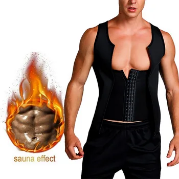 

2020 Quickly Men Body Shaper Slimming Waist Trainer Zipper Men Vest Skinny Waist Support Weight Loss Shapewear Men Tank Tops