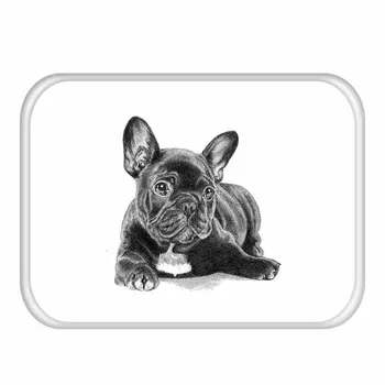 

40x60cm Cute Diy Print Floor Mat Bathroom Ground Mat Slip Door Bath Pad Rug Living Room Carpet White Color Dog