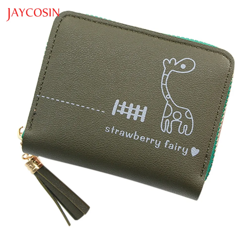 Jaycosin новые женские маленькие кошельки с милым принтом жирафа кожаный кошелек для