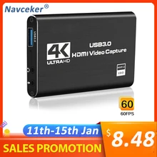 2020 USB3.0 HDMI 4K60Hz Capture vidéo HDMI vers USB carte de Capture vidéo Dongle jeu de diffusion en direct avec micro-entrée