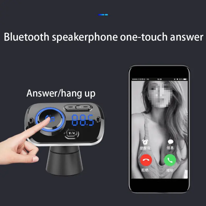 1 шт. Handsfree Smart Bluetooth 5,0 автомобильный комплект динамик двойной fm-трансмиттер с USB атмосферным светом mp3-плеер Быстрая зарядка 3,0