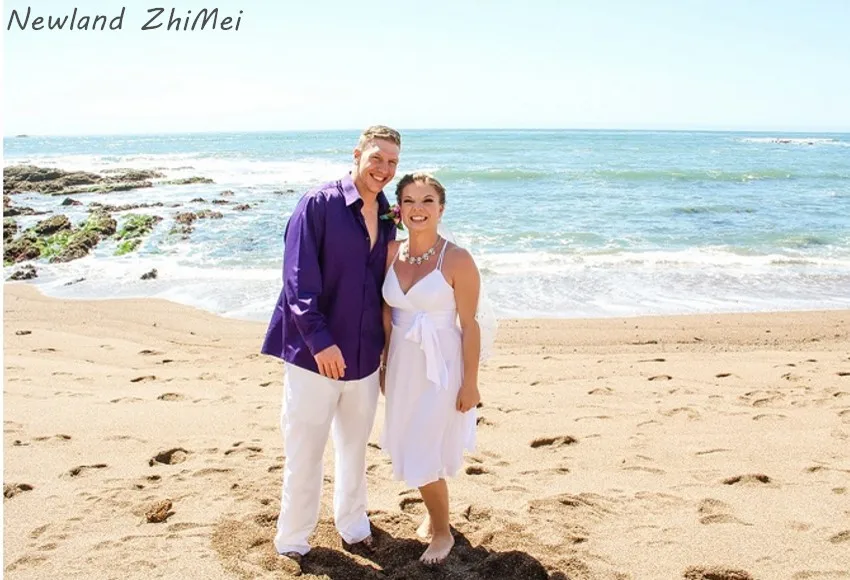 

Sexy Knee Length Beach Wedding Dresses Simple Style Spaghetti Straps Backless Chiffon Short Bride Dresses with Ribbon