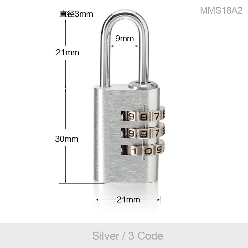 3 wheel Silver 3/4 значный пароль навесной замок металлический кодовый замок для сотрудников спортивный шкафчик Чехол Набор инструментов забор Засов шкаф и замок для хранения - Цвет: 3 wheel Silver