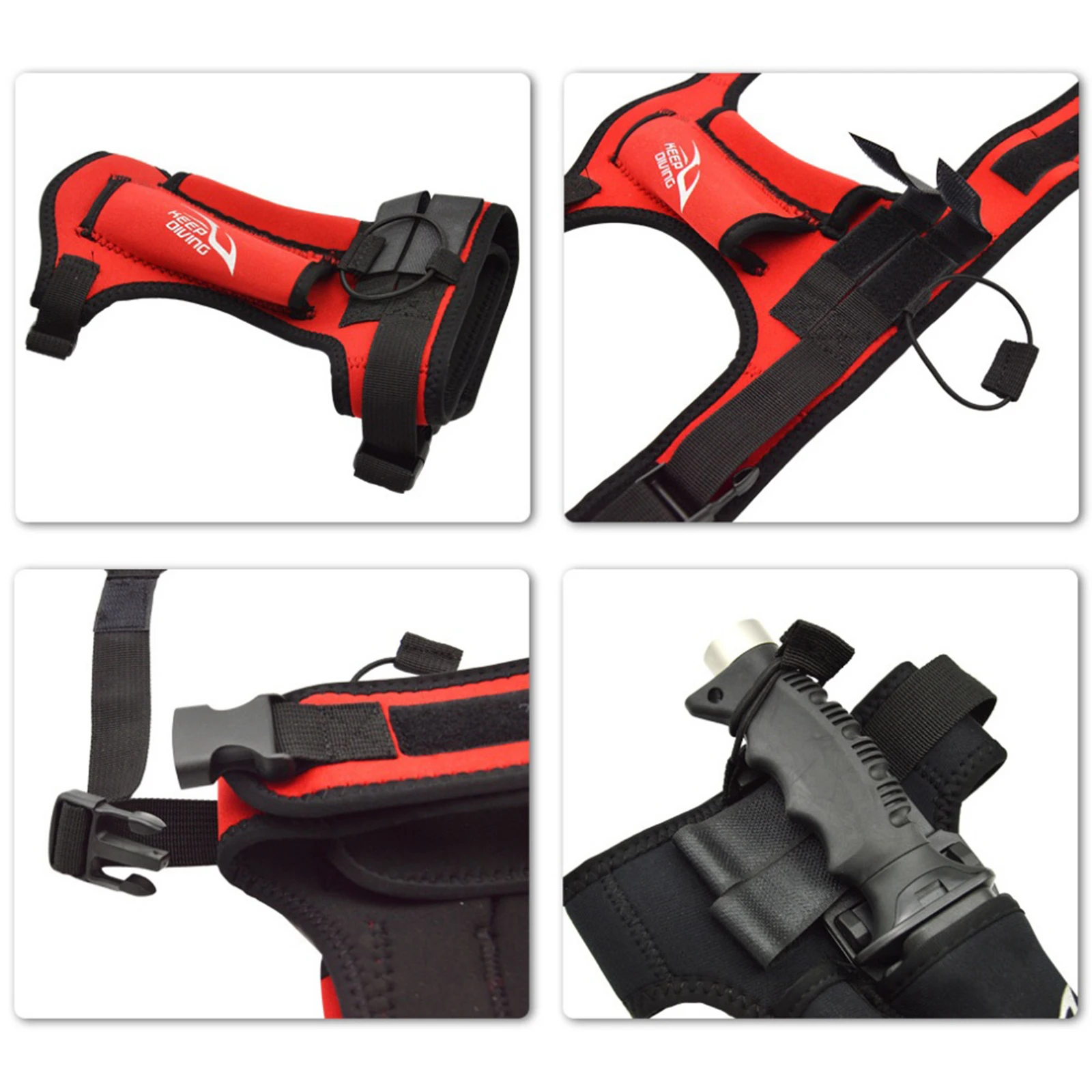 Neoprene Diving Knife Strap Holder with 2 Pockets, Hook & Loop Closure Wrap