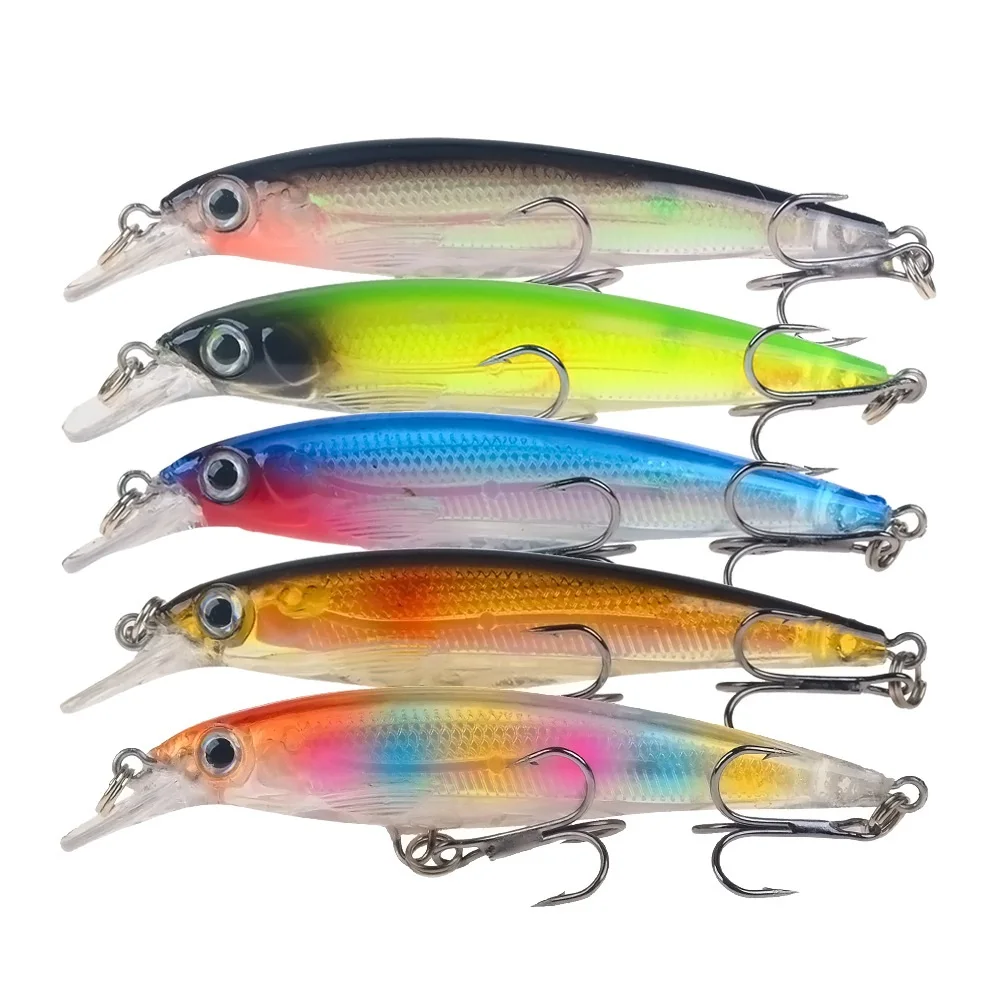 

1pcs Minnow Fishing Lure floating baits artificial 7cm/4.3g 3D eyes Hard Bait Pesca Jig Wobblers with treble hooks depth 0-1m