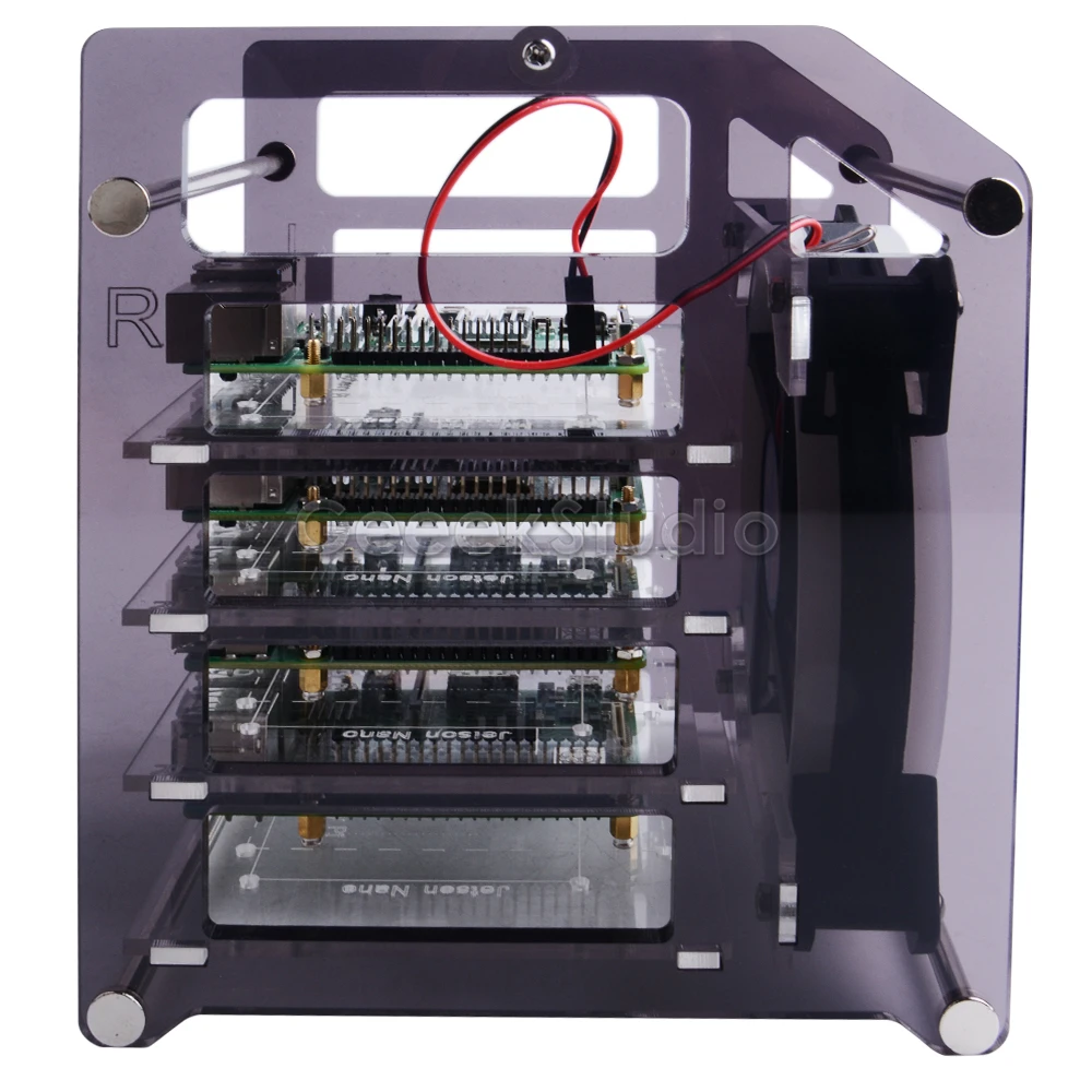 Torre da Cremalheira Ventilador de Refrigeração Luz para Raspberry Camadas Acrílico Cluster Case Super Grande Led Rgb pi b - 3 +3 Jetson Nano 4 - Imagem 4