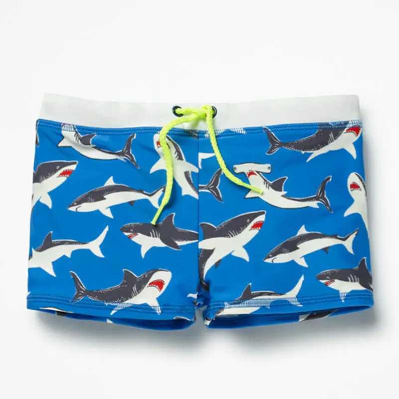 Цельные Летние плавки для мальчиков трусы-боксеры в полоску с акулой, Шорты для плавания, штаны Одежда для купания детские пляжные плавки шорты в полоску со звездами