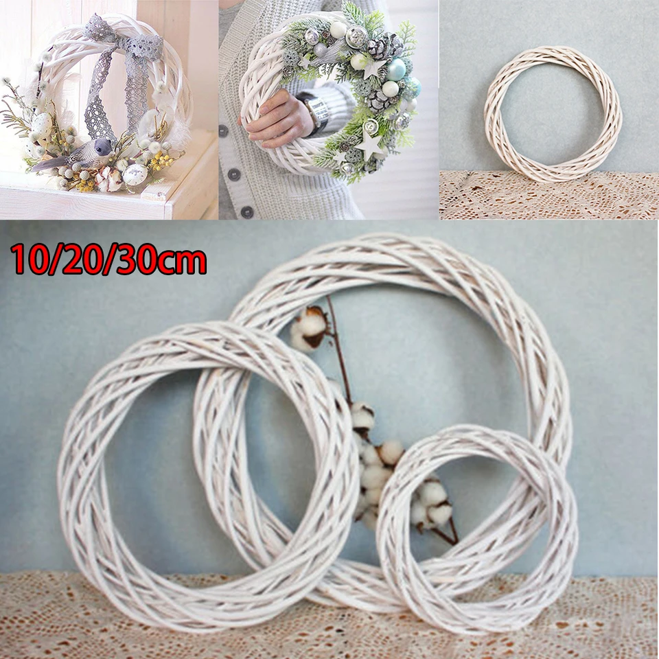 EliteKoopers White Rattan Round Shape Christmas Ring Wreath Garland For DIY Wedding Decoration EliteKoopers White Rattan Round Shape Christmas Ring Wreath Garland For DIY Wedding Decoration