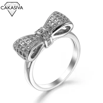 

Bow knot Anniversary Cubic Zirconia Rings 925 Sterling Silver Rings for Women Silver 925 Jewelry Fine Jewelry