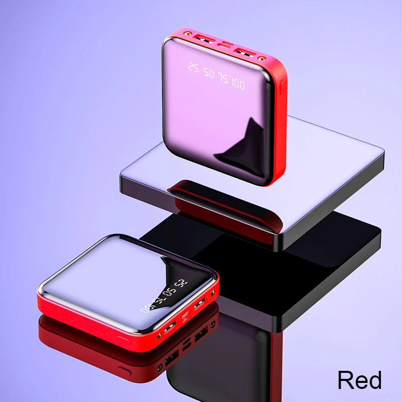 Цифровой дисплей 20000 мАч Быстрая зарядка зеркало мини Зарядка сокровище Портативный двойной USB порт для IPhone11 huawei Mobile power - Цвет: Red  4500 mAh