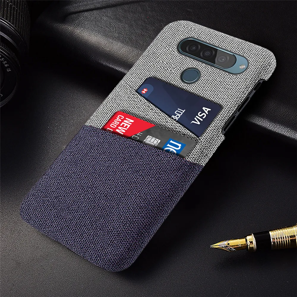 QuZONG роскошный тканевый силиконовый чехол для телефона LG G8 G8S ThinQ чехол s с отделениями для карт, задняя крышка для LG W10 W30 Stylo 5 K40 - Цвет: Blue