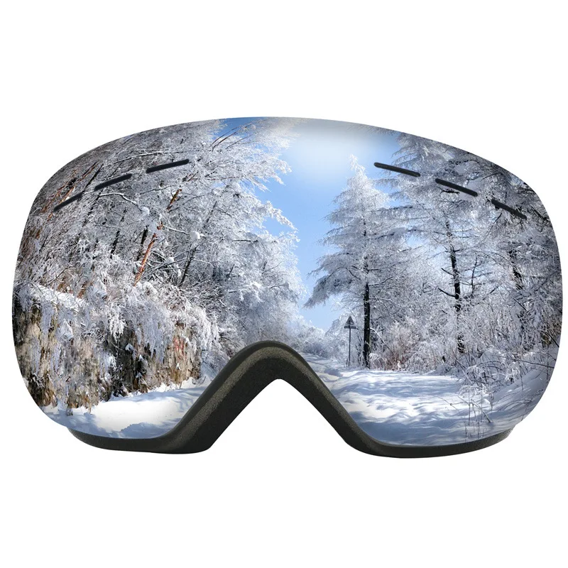 Горячий стиль взрослые лыжные гуглы большие сферические очки кокер близорукие линзы/Hx06 двойной слой анти-туман - Цвет: Серебристый