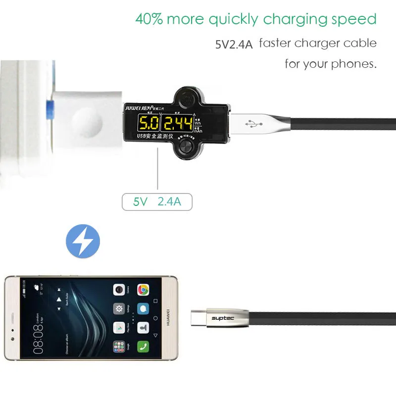 SUPTEC usb type-C кабель для samsung Xiaomi Redmi Note 7 8 10 2.4A провод для быстрого заряда шнур USB-C зарядное устройство кабель usbc для мобильного телефона