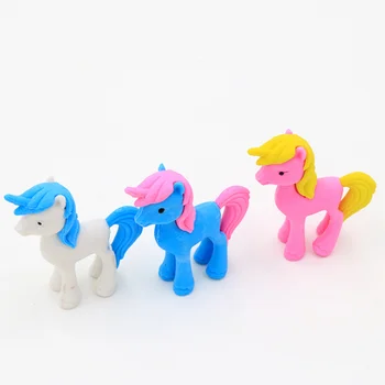 

2 Pcs/set Lovely Colorful 3D Animal Unicorn Horse Rubber Pencil Erasers Removable Rubber Eraser Stationery School Supplies Gift