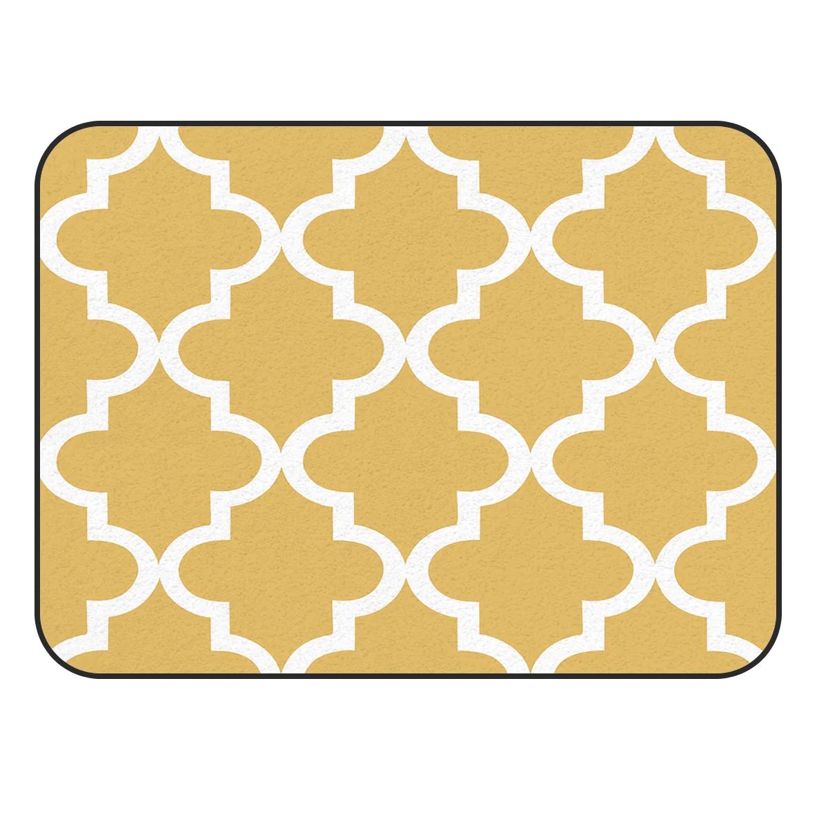 

CHARMHOME Soft Carpet Anti-slip Rug Geometric Lattice Prismatic Moroccan Style Yellow Carpet for Living Room Home Decor Mat