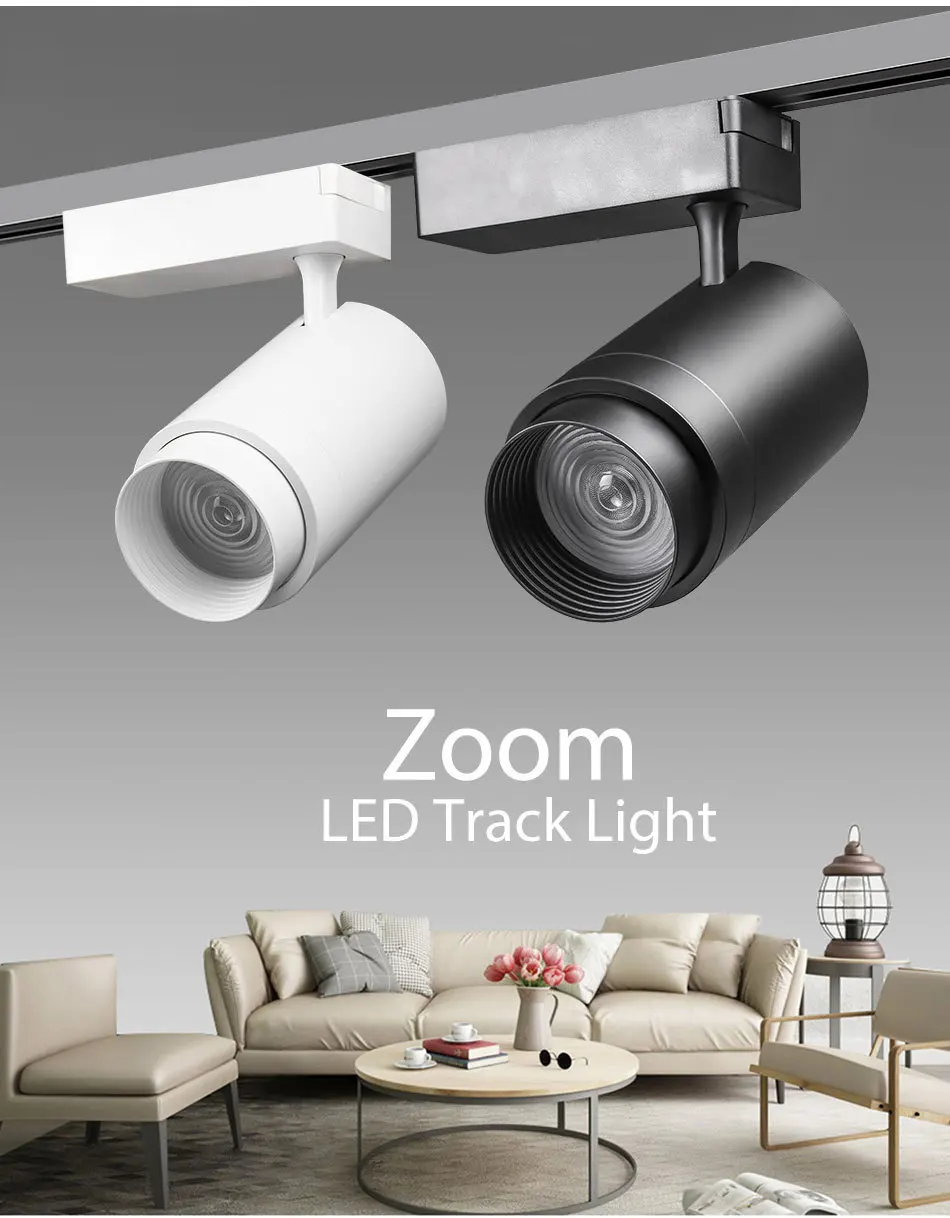 Zoommable 12W 20W 30W LED Track Light 2 3 4 Wire 3 Phase Dimmable Rail Spot Lighting Fixtures Spotlights Track Ceiling Zoom Lamp (3)