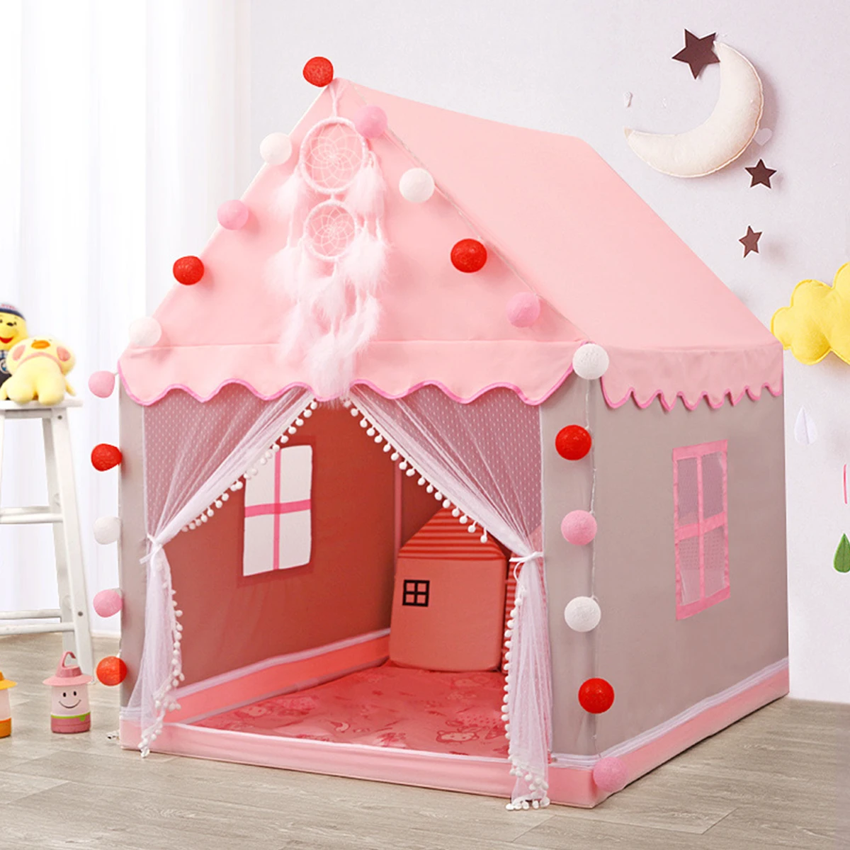Children Play Tent Princess Castle House Cartoon Game Room Easy Assemble Playhouse Toys Gifts for Kids Indoor and Outdoor | Игрушки и