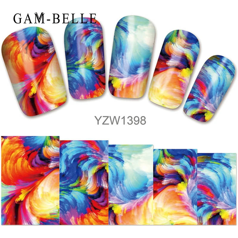 

GAM-BELLE 1pcs Nail Sticker Flower Butterfly Rose Water Transfer Decals For Nail Art Sliders Set Foils Decoration