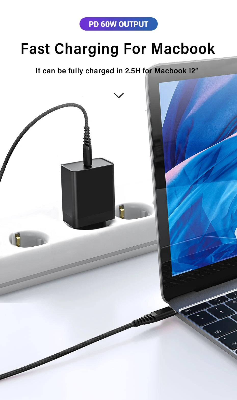 60 Вт Высокая прочность тип-c до USB-C PD кабель передачи данных для быстрой зарядки для Macbook SAMSUNG Note 10+ HUAWEI XIAOMI OnePlus QC4.0 3,0 провод