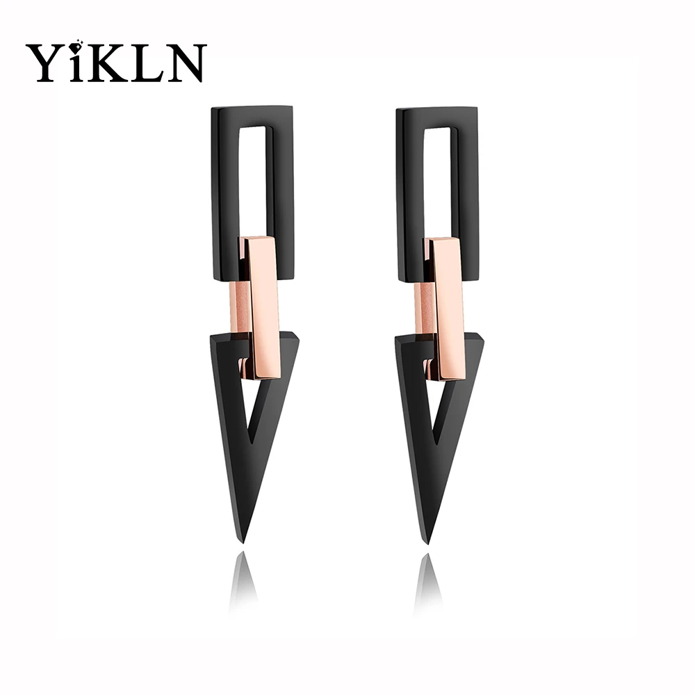 

YiKLN Bohemia Titanium Steel Stud Earrings Rose Gold Color Geometric Triangle Earrings Jewelry For Women Cluaise Brincos YOGE368