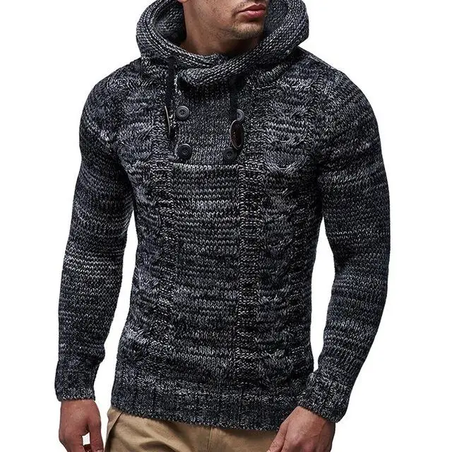 dark gray 3 Винтажный кардиган, свитер, пальто, мужские осенние однотонные свитера, повседневный теплый вязаный джемпер, Мужской пуловер на пуговицах - Цвет: dark gray 3