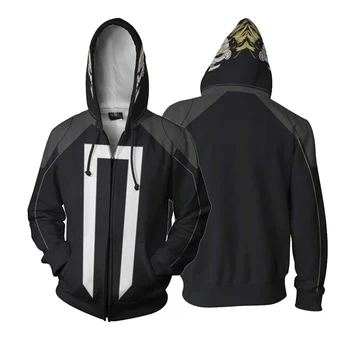 

2020 Ghost Rider Cosplay 3D Printed Hooded Zipper Jacket Black Coat Unisex Sweatshirts Outwear Men's Streetwear