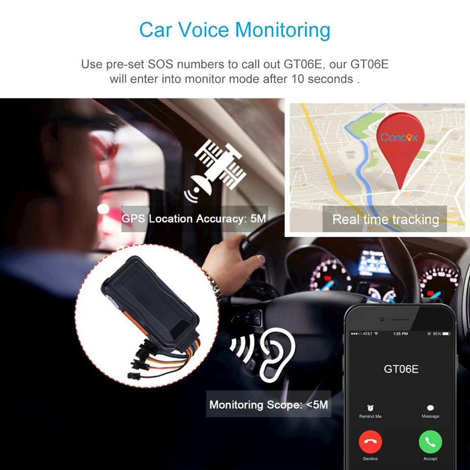 Concox GT06E 3g Автомобильный gps трекер в режиме реального времени отслеживание WCDMA gps локатор приложение веб-Отслеживание несколько сигналов тревоги функция обнаружения двери