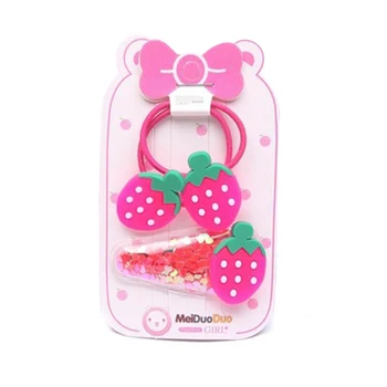 

3Pcs/set Fruit Baby Hair Clips&Band Cute PVC Barrette Bow Baby Hairpins Headbands For Girls Childern Kids Hair Accessories Hot