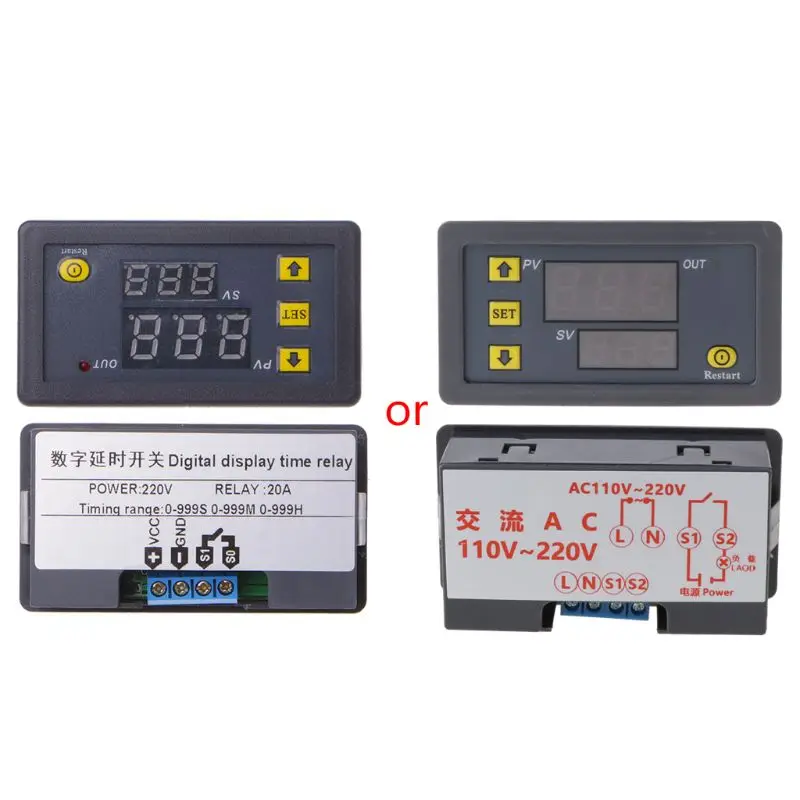 Timer Delay Relay Module Dual Digital Display Time Switch 0-999s 0-999m 0-999h