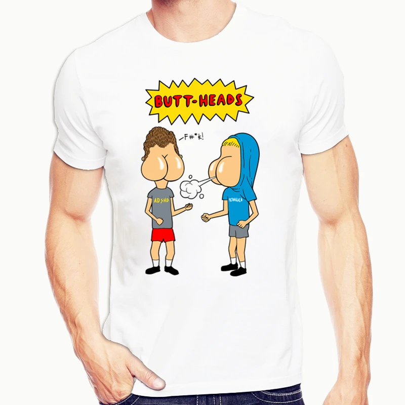Beavis And Butthead Футболка с принтом & Повседневная футболка коротким рукавом и круглым