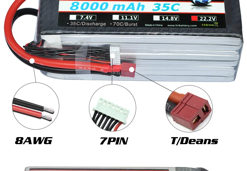 HRB 22.2V 8000mah Lipo Battery, 8000 mAh 35C ZAV JL] 22.2v 35C/Dis