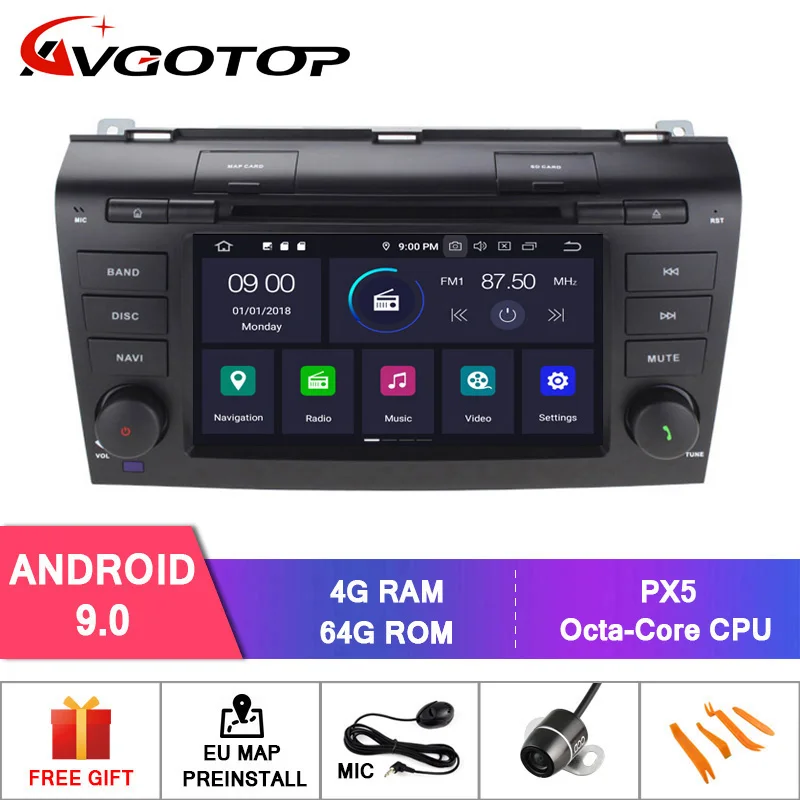Cheap AVGOTOP 2+16GB/4+64GB Android 9 Bluetooth GPS Car Player Multimedia For MAZDA 3 2003-2009 1