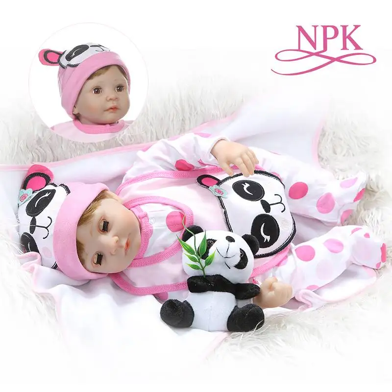 

NPK 55CM soft stuffed body 1/4 silicone limbs reborn baby doll eyes blink sweet girl baby Birthday Gift