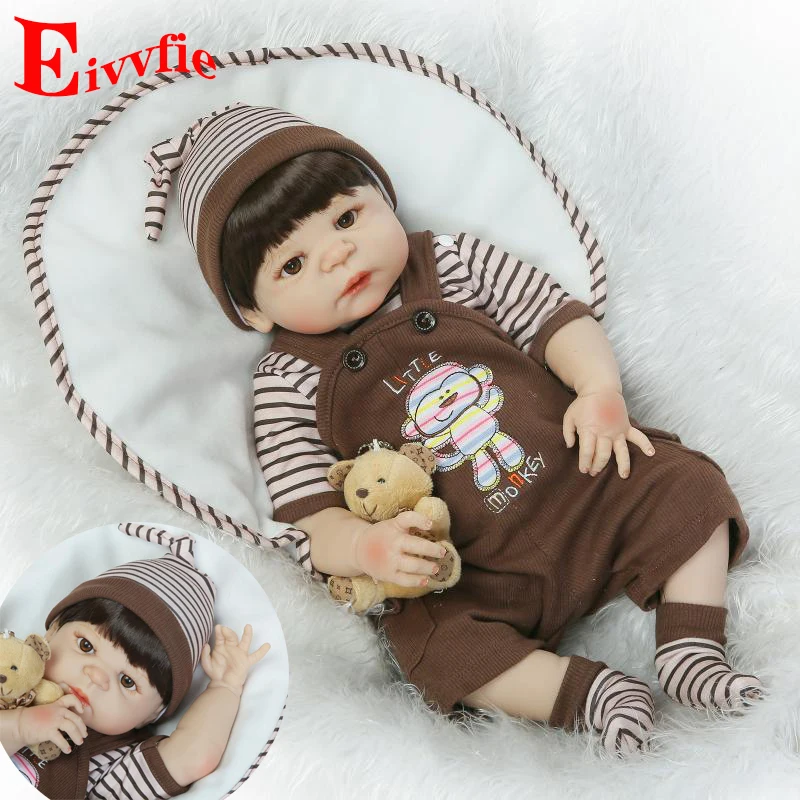 full lifelike silicone body Children reborn babies doll 57cm handmade doll newborn baby bath toy boneca reborn baby Menino