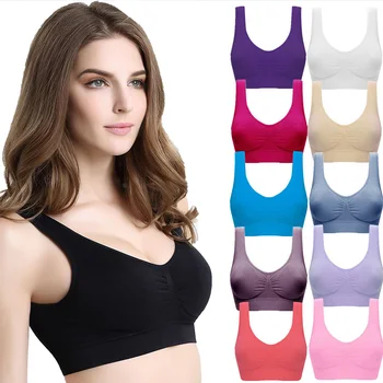 

Women V-Neck Stretch Wire Free Pure Color Bra Nightwear Yoga Sports Casual Crop Tops Sleepwear Nightwear Crop Tops
