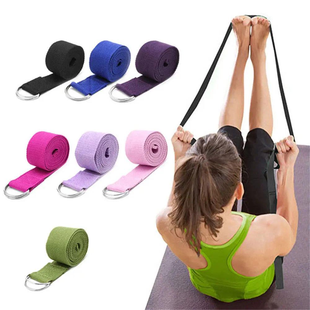 180cm Sport Yoga Strap Durable Cotton Exercise Straps Adjustable D-ring Buckle Gives Flexibility For Yoga Stretching Pilates